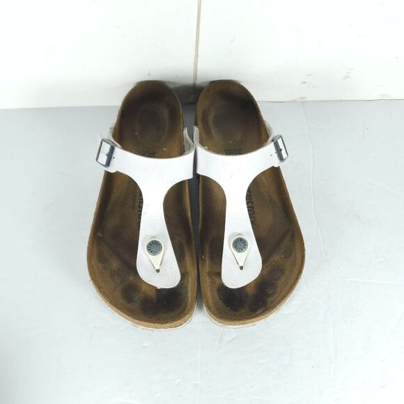 Birkenstock Women's Gizeh EU38 US9 White Birko-Flor T-strap Thong Sandals Shoes - Picture 4 of 16